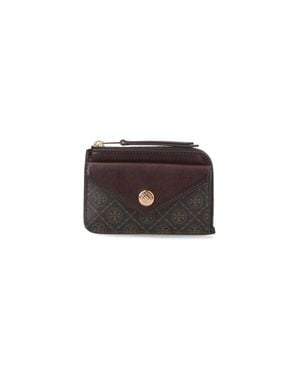 Tory Burch Leather-Trimmed Cotton Wallet - Brown