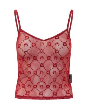Marine Serre Geometric Pattern Mini Top - Red