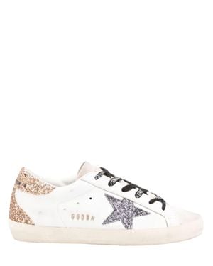 Golden Goose Super Star Sneaker With Glitter Star Appliqué And Logo Insole - Metallic