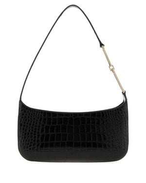 Tom Ford Tumbled Croc Small Shoulder Bag - Black