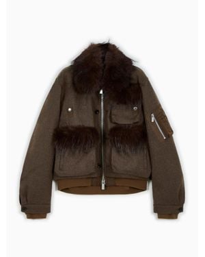 Sacai Wool Melton Blouson Jacket - Brown