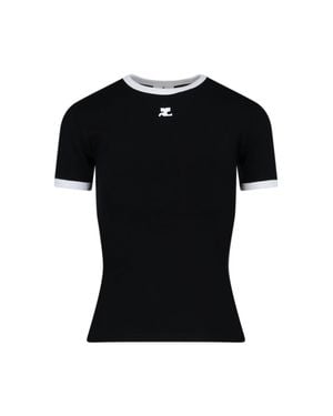 Courreges Cotton Logo T-Shirt - Black