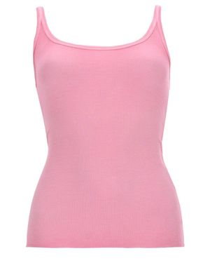 MSGM Solid Scoop Neck Top - Pink