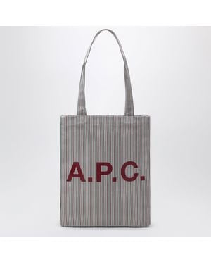 A.P.C. Burgundy Striped Lou Tote Bag - Gray