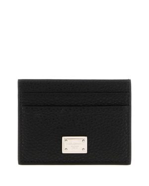 Dolce & Gabbana Leather Mini Card Holder With-Tone Hardware - Black