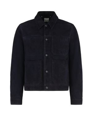 Paul Smith Suede Jacket With Four Front Pockets - Blue