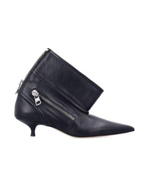 JW Anderson Leather Biker Kitten Heel Ankle Boot - Blue