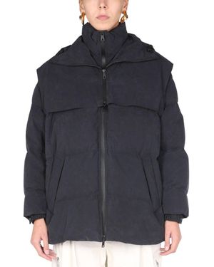 Bottega Veneta Satin Poplin Hooded Down Jacket - Blue