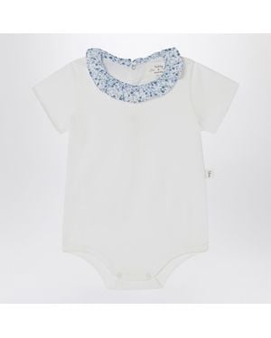 Teddy & Minou Romper With Liberty Fabric Collar - White