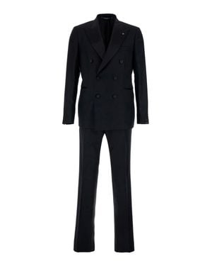 Tagliatore Double-Breasted Suit With Peak Revers - Black