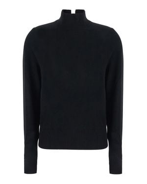 Pinko High-Neck Wool & Cashmere Sweater With Back Logo Patch - Black