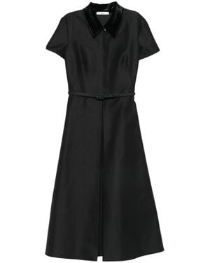 Fendi Short-Sleeve Belted Shirt Dress - Black