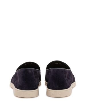 Doucal's Premium Leather Loafers With Rounded Toe - Blue