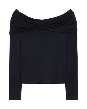 Max Mara Figure-Hugging Bandeau Top With Long Glove-Style Sleeves - Blue