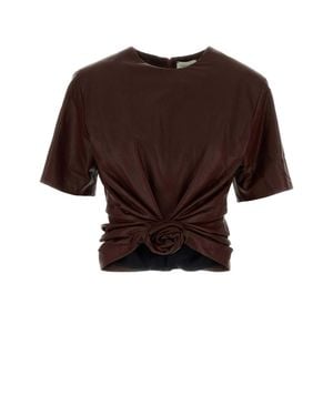 Magda Butrym Chocolate Leather Top - Brown