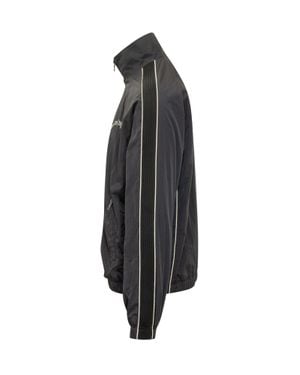 Palm Angels Statement Jacket With Zip Neck And Logo - Blue