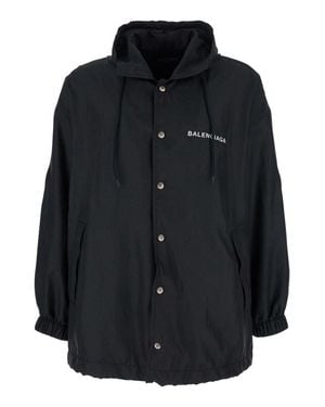 Balenciaga Jacket With Logo Lettering On The Front And Logo Patch On The Elbow - Black