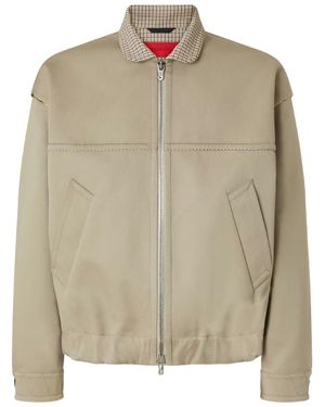 Ferrari Double Mackintosh Prince Of Wales Check Collar Blouson - Natural