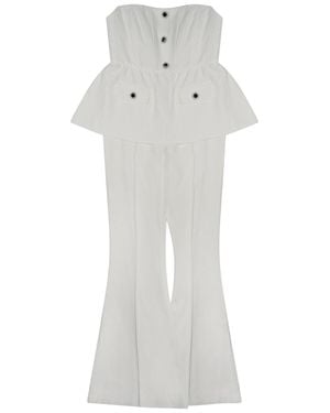 Self-Portrait Long Crepe Jumpsuit - White