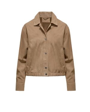 Bomboogie Friz Suede Leather Bomber Jacket - Natural