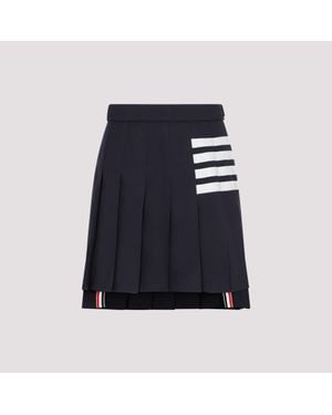 Thom Browne 4-Bar Pleated Wool Mini Skirt - Blue