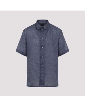 Brioni Cuban Linen Shirt - Blue