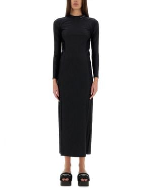 T By Alexander Wang Long Dress With Logo - Black