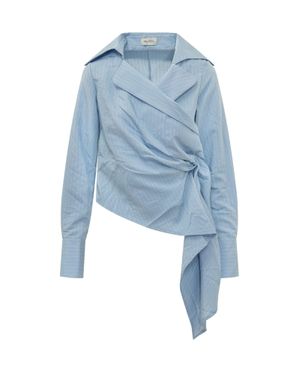 BALOSSA Asymmetrical Draped Mini Shirt - Blue
