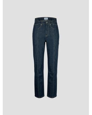 Ganni Slub Denim Fold Jeans - Blue