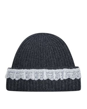 Ganni Compact Wool Lace Beanie - Blue