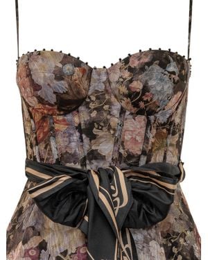 Zimmermann Floral Corset Dress - Brown