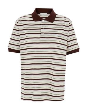 DUNST Cotton Polo Shirt With Embroidered Logo And All-Over Stripe Motif - Multicolor