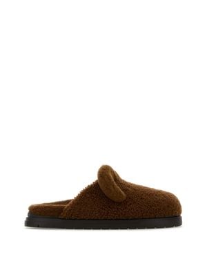Fendi Shearling Slippers - Brown