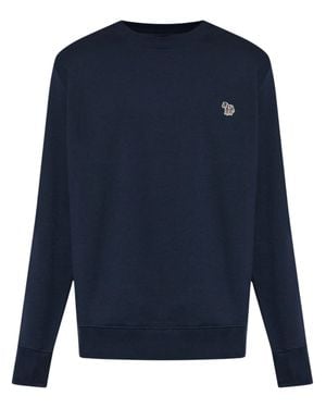 Paul Smith Deep Sweatshirt With Embroidered Zebra Patch - Blue