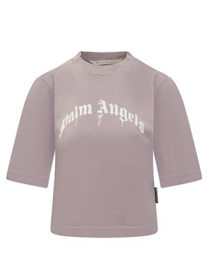 Palm Angels Curved Logo Box T-Shirt - Purple