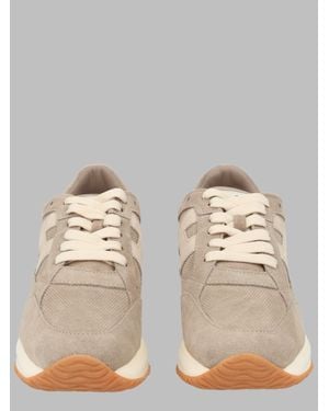 Hogan Suede Panel Lace-Up Sneakers - Natural