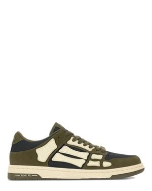 Amiri Bone Appliqué Suede Sneaker With Rubber Sole - Green