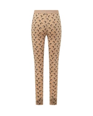 Marine Serre Moon Printed Leggings With Fascia Logo - Natural
