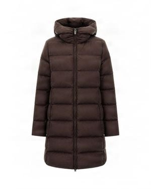 Colmar Dark Horizontal Quilted Nylon Down Coat - Brown