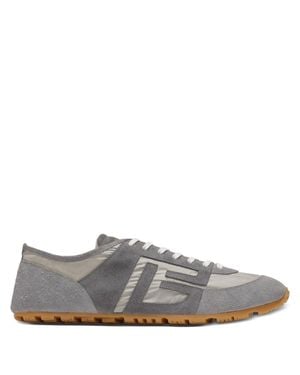 Balmain Suede Racer 45 Sneakers - Gray