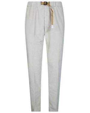 White Sand Velour Stripe Pants - Gray