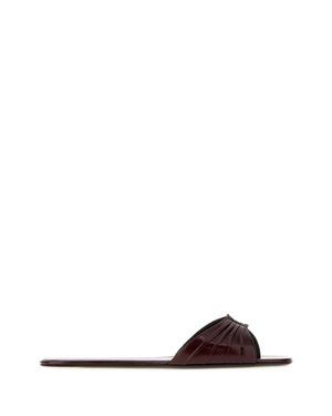 Saint Laurent Leather Slippers With Leather Sole - Red