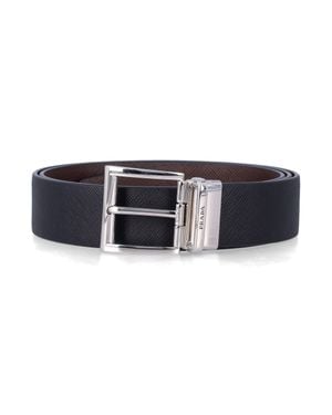 Prada Saffiano Leather Reversible Belt - Black