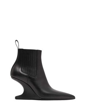 Rick Owens Leather Sculptural Heel Ankle Boots - Black