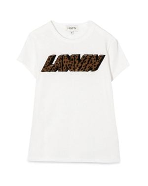 Lanvin Short Sleeve Spotted Logo T Shirt - White