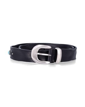 Mancini 1979 Studded Leather Belt With Buckle - Blue