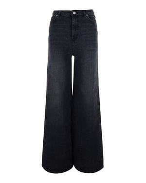 Twinset Logo Patch Wide-Leg Denim Jeans For - Blue