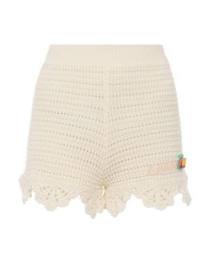 Chloé High-Waisted Scalloped-Trim Cotton Shorts With Embroidered Hem Detail - Natural