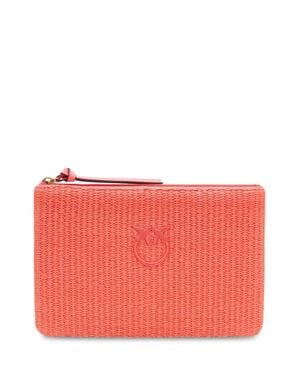 Pinko Mini Raffia Clutch With Zip And Logo - Red
