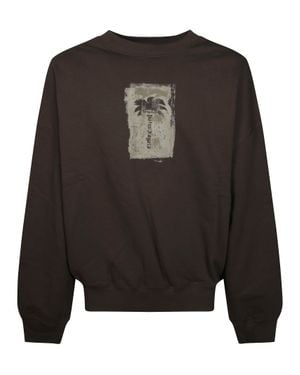 Palm Angels Palm Tree Brushed Loose Crew Sweatshirt - Black